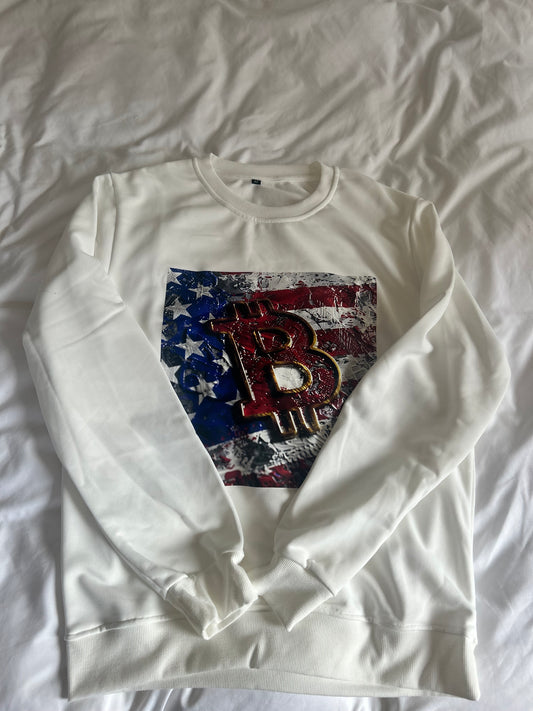 🇺🇸 USA Flag Bitcoin Summer White Sweatshirt